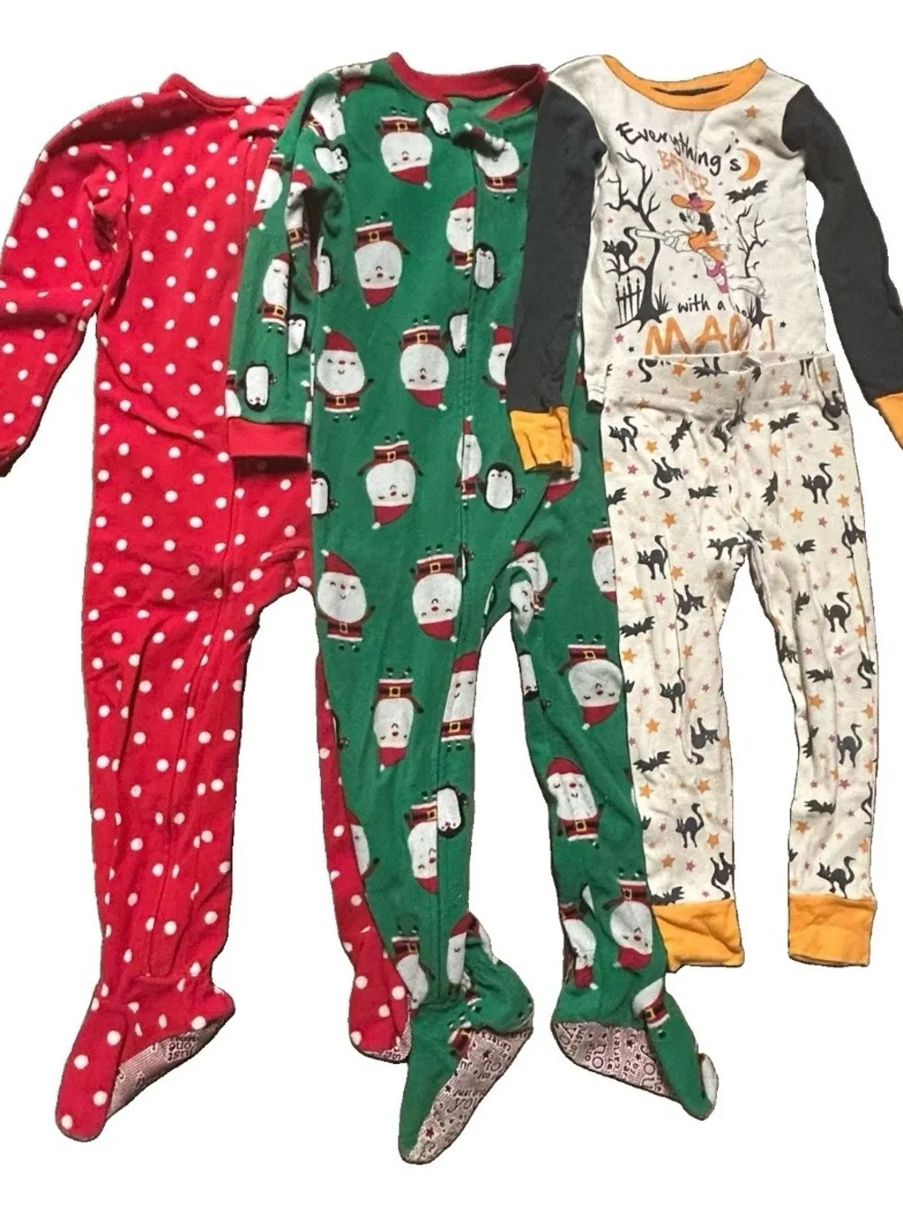 Toddler Girl Pajamas Halloween Christmas Footies Set Size 4T